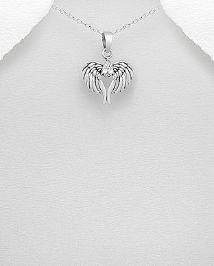 Pandantiv aripi de ingeri din argint cu zirconiu transparent 17-1-i55185
