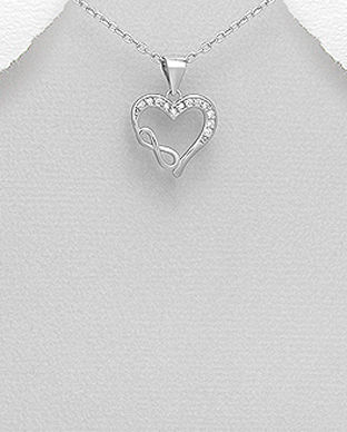 Inima si infinit din argint pandantiv cu pietricele 17-1-i62121