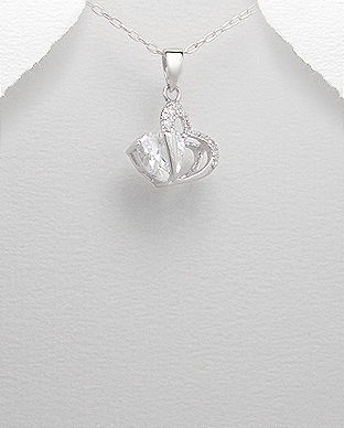 Pandantiv inimioare din argint cu zirconia transparent 17-1-i37335A