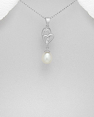 Pandantiv inimioare din argint cu perla de cultura 17-1-i5918
