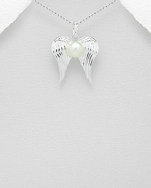 Pandantiv aripi cu perla din argint 17-1-i5721