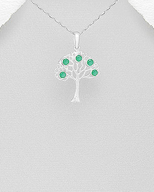Pandantiv cu smarald copac din argint 17-1-i61410