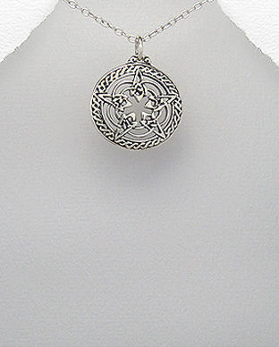 Pentagrama in cerc celtic bijuterie simbol sacru pandantiv argint 17-1-i61354