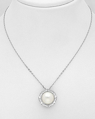 Lantisor cu perla mare de cultura si pandantiv din argint 14-1-i6432