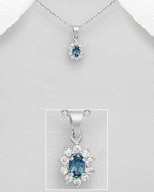 Topaz albastru bijuterie de argint pandantiv mic 17-1-i64358