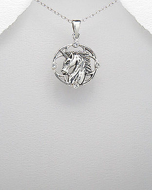 Pandantiv unicorn din argint cu pietre 17-1-i61575