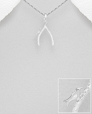 Wishbone bijuterie din argint pandantiv cu pasare 17-1-i62251