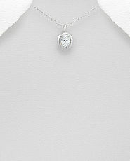 Pandantiv din argint cu zirconia transparent oval 17-1-i62154A