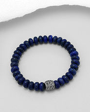 Bratara cu margele de Lapis Lazuli albastru si argint 33-1-i62728