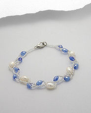 Bratara cu perle de cultura si cristale albastre 33-1-i5611B