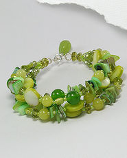 Bratara cu perle vopsite, Lemon Quartz, sidef si margele din sticla verde 33-1-i1670