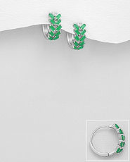 Cercei model spic verde din argint cu zirconia 11-1-i61163