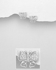Cercei fluture din argint si cubic zirconia 11-1-i57107