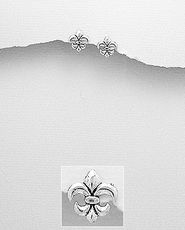 Cercei din argint mici model Fleur De Lis 11-1-i55257
