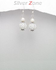 Cercei din argint cu cristale si perle 11-1-i3323