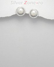 Cercei din argint cu perla alba de cultura 11-1-i4118