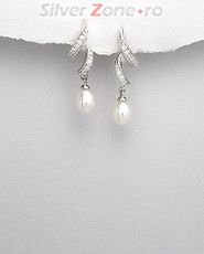 Cercei din argint cu perla de cultura alba 11-1-i3755