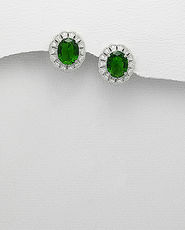 Bijuterii cu piatra verde: cercei din argint 11-1-i59188V