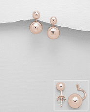Cercei dubli din argint placati cu aur roz 11-1-i61493