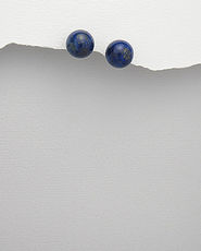 Cercei cu bila de 10 mm din piatra Lapis Lazuli albastru si argint 11-1-i43128
