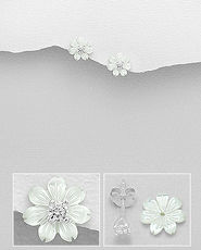Cercei din argint cu piatra si floare din scoica 11-1-i5941