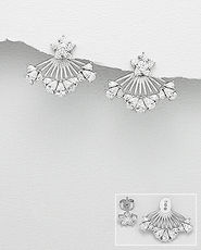 Cercei dubli din argint model floricica cu zirconiu 11-1-i55152