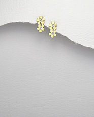 Cercei floricele din argint placat cu aur 11-1-i44349