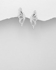 Cercei aripi de fluture din argint cu cubic zirconia 11-1-i55221