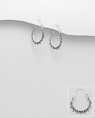 Cercei hoop rotunzi din argint in stil balinez 11-1-i64288