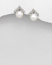 Cercei din argint cu marcasite si perla de cultura 11-1-i47252