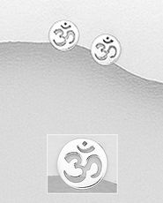 Cercei Om simbol mici din argint 11-1-i64200