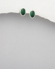 Cercei mici din argint cu piatra verde 11-1-i49172V
