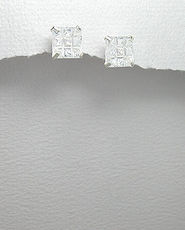 Cercei din argint cu piatra patrata alba 11-1-i11126