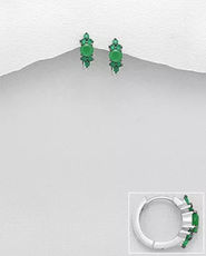 Cercei veriga cu pietre verzi de culoare smarald 11-1-i61115