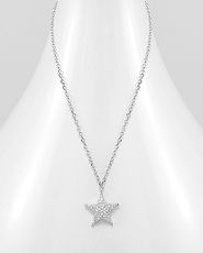 Colier din argint si pandantiv stea cu zirconia 14-1-i55143