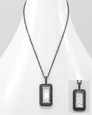 Colier ajustabil din argint placat cu rodiu negru si cristale mobile 14-1-i55115