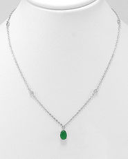 Colier din argint si pandantiv cu piatra de culoare verde smarald 14-1-i57123V