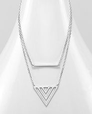 Colier din doua siraguri triunghi si placuta din argint 14-1-i57254