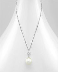 Lantisor din argint cu perla alba de cultura 14-1-i5749