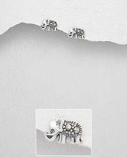 Cercei mici model elefant din argint cu marcasite 11-1-i55357