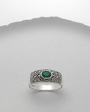 Inel din argint cu piatra verde 12-1-i62766