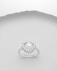 Inel ajustabil din argint model inima si perla de cultura 12-1-i5131