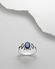 Inel cu piatra albastra si model celtic din argint 12-1-i57344