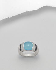 Inel din argint cu calcedonie bleu si spinel 12-1-i39438