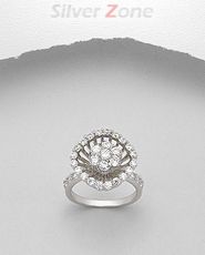 Inel din argint cu floare din zirconia 12-1-i33247