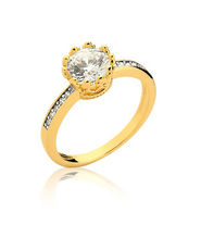 Inel de logodna cu imitatie de diamant din inox placat cu aur de 18 carate 22-12484