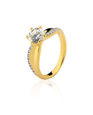 Inel din inox placat cu aur de 18 carate cu imitatii de diamante 22-12602