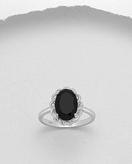 Inel cu piatra neagra ovala din argint 12-1-i62141