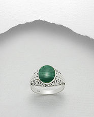 Inel din argint cu malachit verde 12-1-i39275