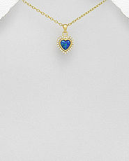Pandantiv inimioara cu opal albastru din argint placat cu aur 17-1-i62694